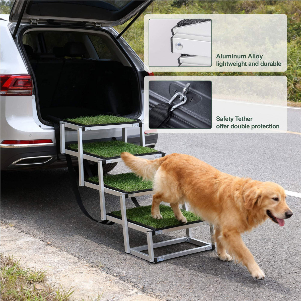 Foldable Dog Ramp for Cars, SUVs & Trucks, Non-Slip, Supports Up to 250lbs