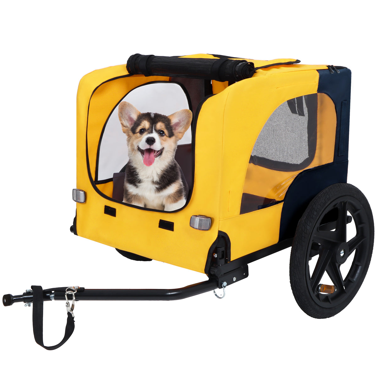 Pet Bike Trailer for Small & Medium Pets, Foldable Frame with Quick-Release Wheel