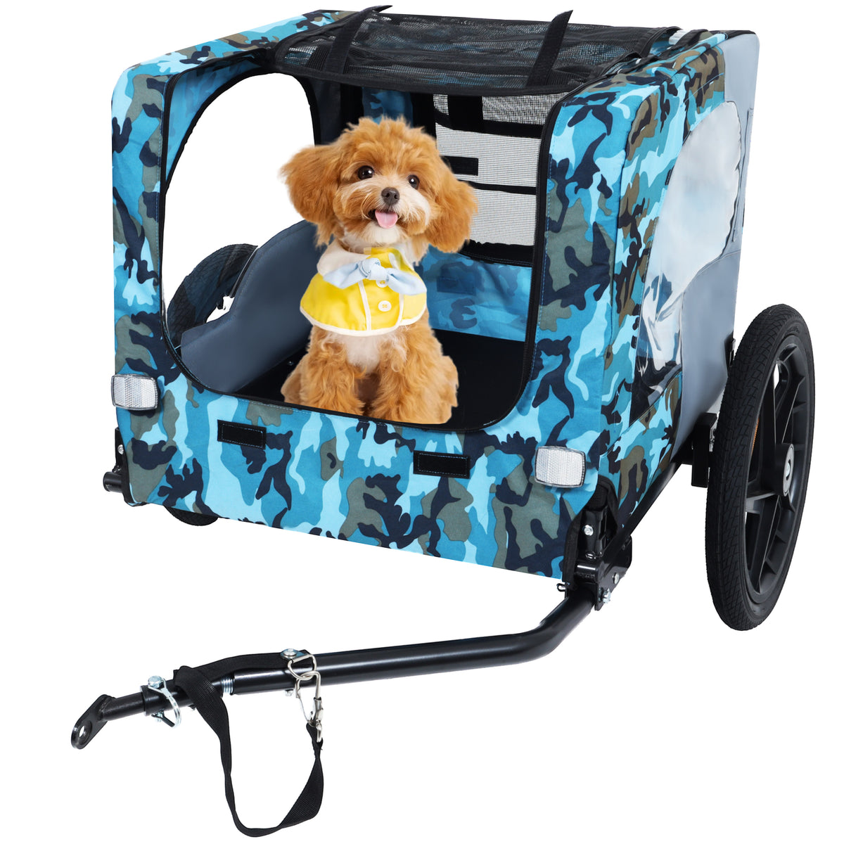 Pet Bike Trailer for Small & Medium Pets, Foldable Frame with Quick-Release Wheel