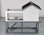 53" Wooden Chicken Coop & Rabbit Hutch with Roof, Stairs & Cleaning Tray