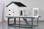 53" Wooden Chicken Coop & Rabbit Hutch with Roof, Stairs & Cleaning Tray