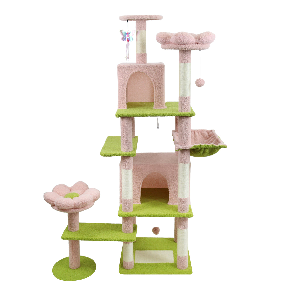 Flower Cat Tree with Large Condo, Removable Flower Cushion & Hammock