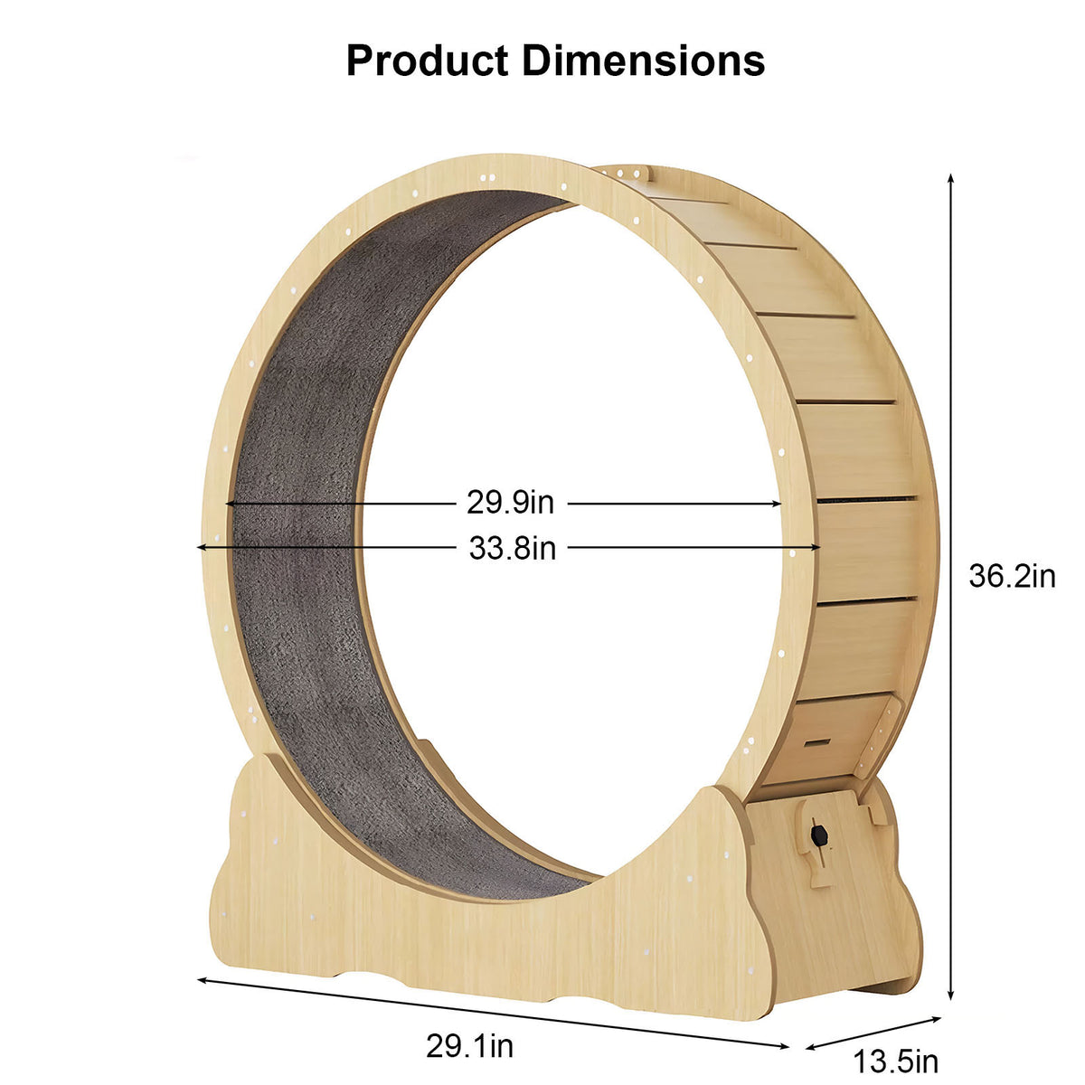Cat Exercise Wheel, Large Quiet Running Wheel for Indoor Cats, Detachable Carpet