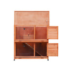 2-Story Rabbit Hutch with Run, 2 Removable No-Leak Trays & Non-Slip Ramp