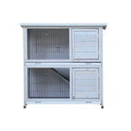 2-Story Rabbit Hutch with Run, 2 Removable No-Leak Trays & Non-Slip Ramp