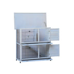 2-Story Rabbit Hutch with Run, 2 Removable No-Leak Trays & Non-Slip Ramp