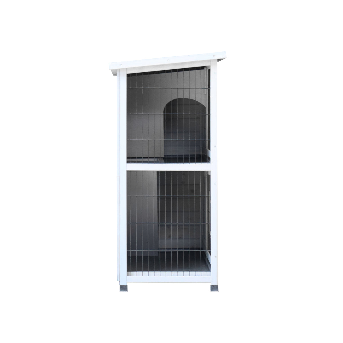 2-Story Rabbit Hutch with Run, 2 Removable No-Leak Trays & Non-Slip Ramp