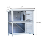 2-Story Rabbit Hutch with Run, 2 Removable No-Leak Trays & Non-Slip Ramp