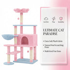 Flower Cat Tree with Large Condo, Removable Flower Cushion & Hammock