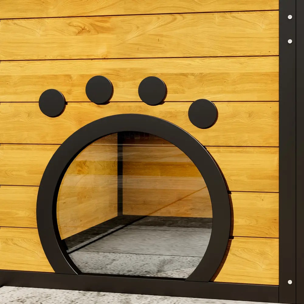 4-Tier Large Outdoor Wooden Catio, Weatherproof Window-Attached Cat Enclosure with  Multiple Platforms and Private Resting Condos for Multi Cats, Brown