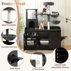 50.6 Inch All-in-One Cat Tree with Hidden Litter Box Enclosure, Modern Cat Tower with  Sisal Scratching Post and Storage Cabinet, Cat Condo with Private House, Hammock and Top Perch,  Black