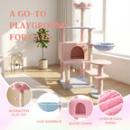 Flower Cat Tree with Large Condo, Removable Flower Cushion & Hammock