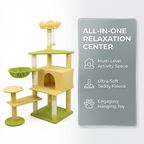 Flower Cat Tree with Large Condo, Removable Flower Cushion & Hammock