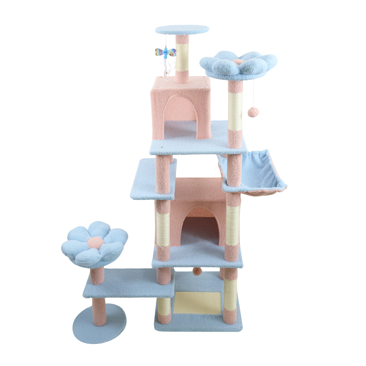 Flower Cat Tree with Large Condo, Removable Flower Cushion & Hammock