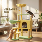 Flower Cat Tree with Large Condo, Removable Flower Cushion & Hammock