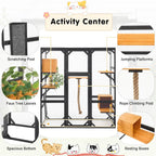 Cat Large Outdoor Catio Enclosure, 62.8"L×32.2"W×68.5"H Balcony Cat Playpen with Dual  Access Doors, Multiple Platforms and 2 Private Condos, Suitable for 1 to 3 Cats, Black & Brown