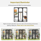 Cat Large Outdoor Catio Enclosure, 62.8"L×32.2"W×68.5"H Balcony Cat Playpen with Dual  Access Doors, Multiple Platforms and 2 Private Condos, Suitable for 1 to 3 Cats, Black & Brown