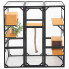 Cat Large Outdoor Catio Enclosure, 62.8"L×32.2"W×68.5"H Balcony Cat Playpen with Dual  Access Doors, Multiple Platforms and 2 Private Condos, Suitable for 1 to 3 Cats, Black & Brown