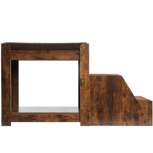 Elevated Multi-Tier Pet Bunk Bed with Stair, Window Perch Platform with Cushion & Sisal Scratching Mat for Indoor Dogs and Cats