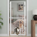 Dog & Cat Extra Tall 61 Inch Pressure Mount Pet Gate with Small Cat Door, Adjustable 30.2"  to 32.6" No Drill Safety Barrier for Doorway and Kitchen, White