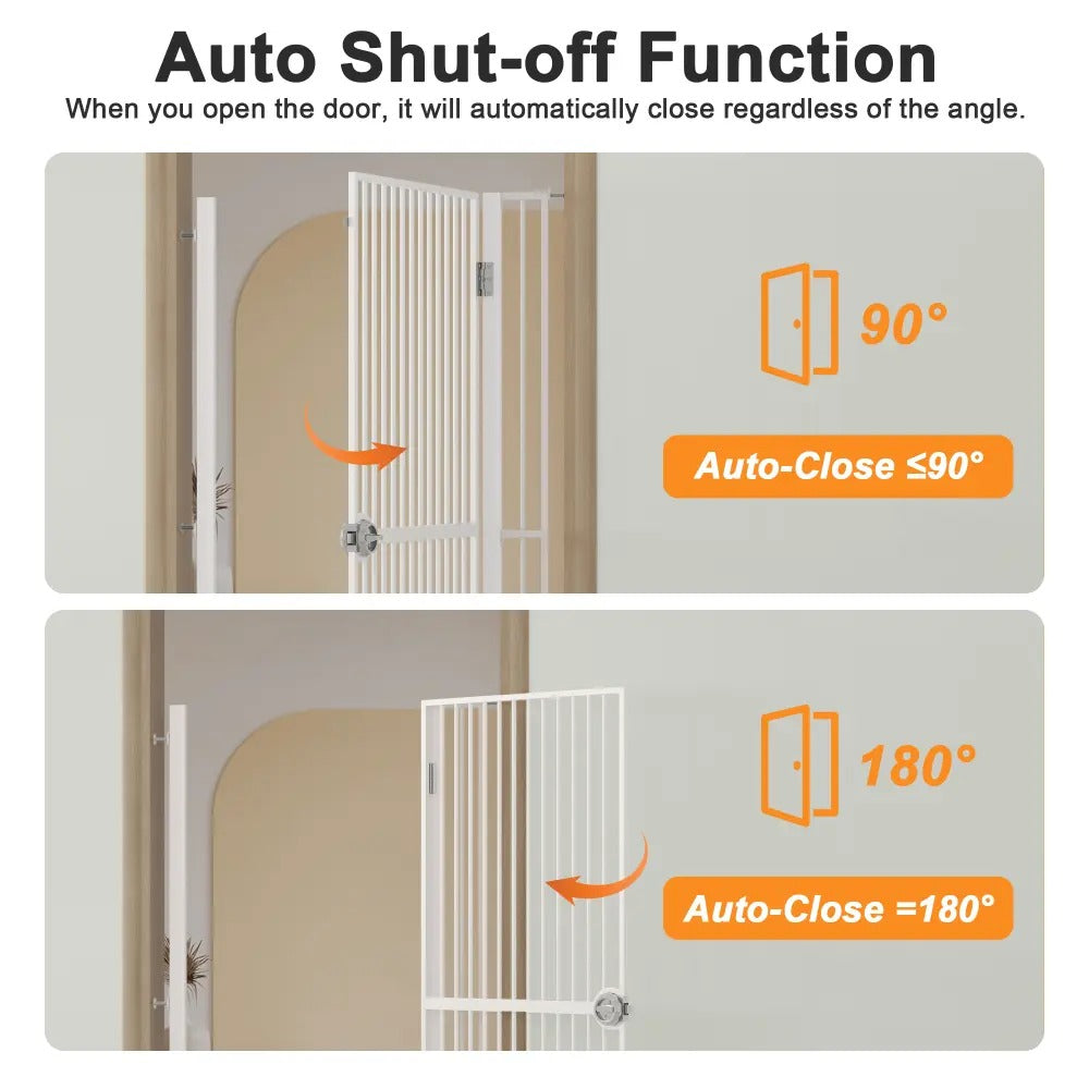 Extra Tall 61 Inch Pressure Mount Pet Gate with Small Cat Door, Adjustable 30.2"  to 32.6" No Drill Safety Barrier for Doorway and Kitchen, White