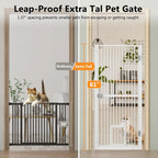 Dog & Cat Extra Tall 61 Inch Pressure Mount Pet Gate with Small Cat Door, Adjustable 30.2"  to 32.6" No Drill Safety Barrier for Doorway and Kitchen, White