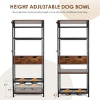 Dog & Cat Farmhouse Style Pet Feeder Station with Adjustable Height Bowls and Storage Shelves , Elevated Dog Feeding Stand for Dogs and Cats