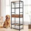 Dog & Cat Farmhouse Style Pet Feeder Station with Adjustable Height Bowls and Storage Shelves , Elevated Dog Feeding Stand for Dogs and Cats