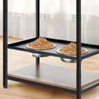 Dog & Cat Farmhouse Style Pet Feeder Station with Adjustable Height Bowls and Storage Shelves , Elevated Dog Feeding Stand for Dogs and Cats