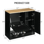 Dog & Cat Hidden Pet Feeding Cabinet with Two Lockable Storage Compartments, Raised Elevated  Double Bowls, Side Hooks and Anti-Tip Stabilizer, Rattan Decorative Doors, Pet Food &  Water Station, Black
