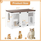 Cat Large 47.25" Cat Litter Box Enclosure with Lighting, Stairs and Scratching Post,  Smart Door Pet Cabinet Side Table for Living Room, White