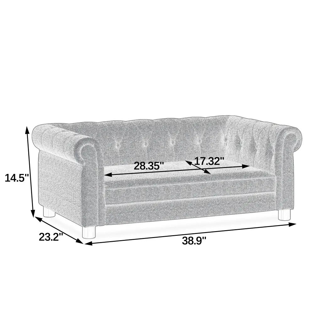 Dog Modern Linen Fabric Elevated Dog Sofa, Elegant Rectangular Raised Pet Couch, Soft  Comfortable Durable Pet Bed for Small and Medium Dogs, Light Grey