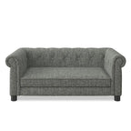 Dog Modern Linen Fabric Elevated Dog Sofa, Elegant Rectangular Raised Pet Couch, Soft  Comfortable Durable Pet Bed for Small and Medium Dogs, Light Grey
