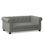 Dog Modern Linen Fabric Elevated Dog Sofa, Elegant Rectangular Raised Pet Couch, Soft  Comfortable Durable Pet Bed for Small and Medium Dogs, Light Grey