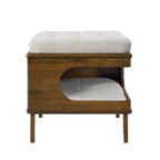 Letitia Rubber Wood Cat Bed Ottoman, 2-in-1 Tufted Pet Ottoman with Cat Cave