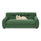 Dog Upholstered Pet Sofa Couch with High Backrest and Armrests, Modern Rectangular Soft  Comfortable Pet Bed for Small and Medium Dogs, Beige