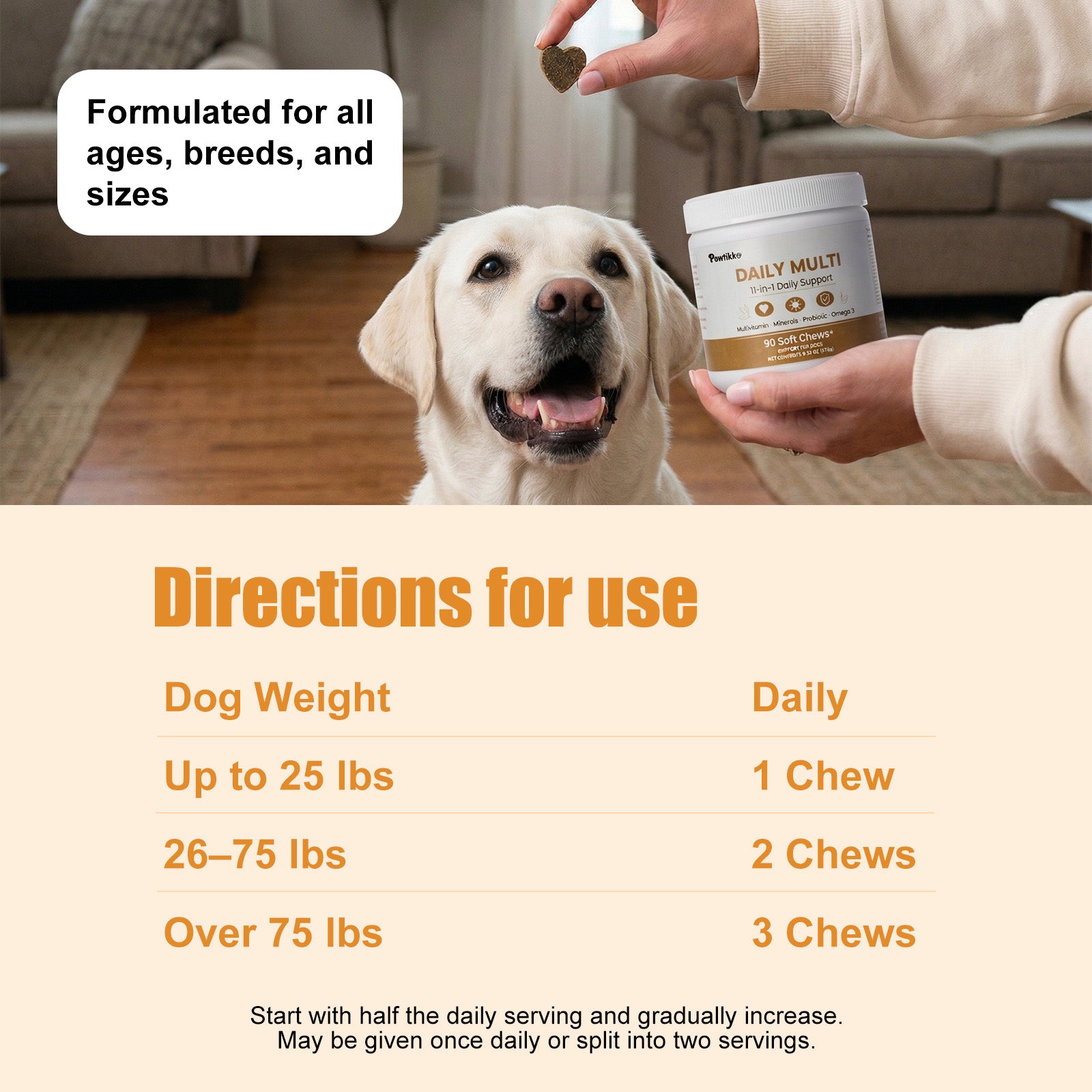 Pawtikko Daily Multi 11-in-1 Soft Chews for Dogs – Multivitamin, Minerals, Probiotic & Omega 3, 90 Count, All Breeds, Senior & Puppy Support