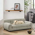 Dog Upholstered Pet Sofa Couch with High Backrest and Armrests, Modern Rectangular Soft  Comfortable Pet Bed for Small and Medium Dogs, Beige