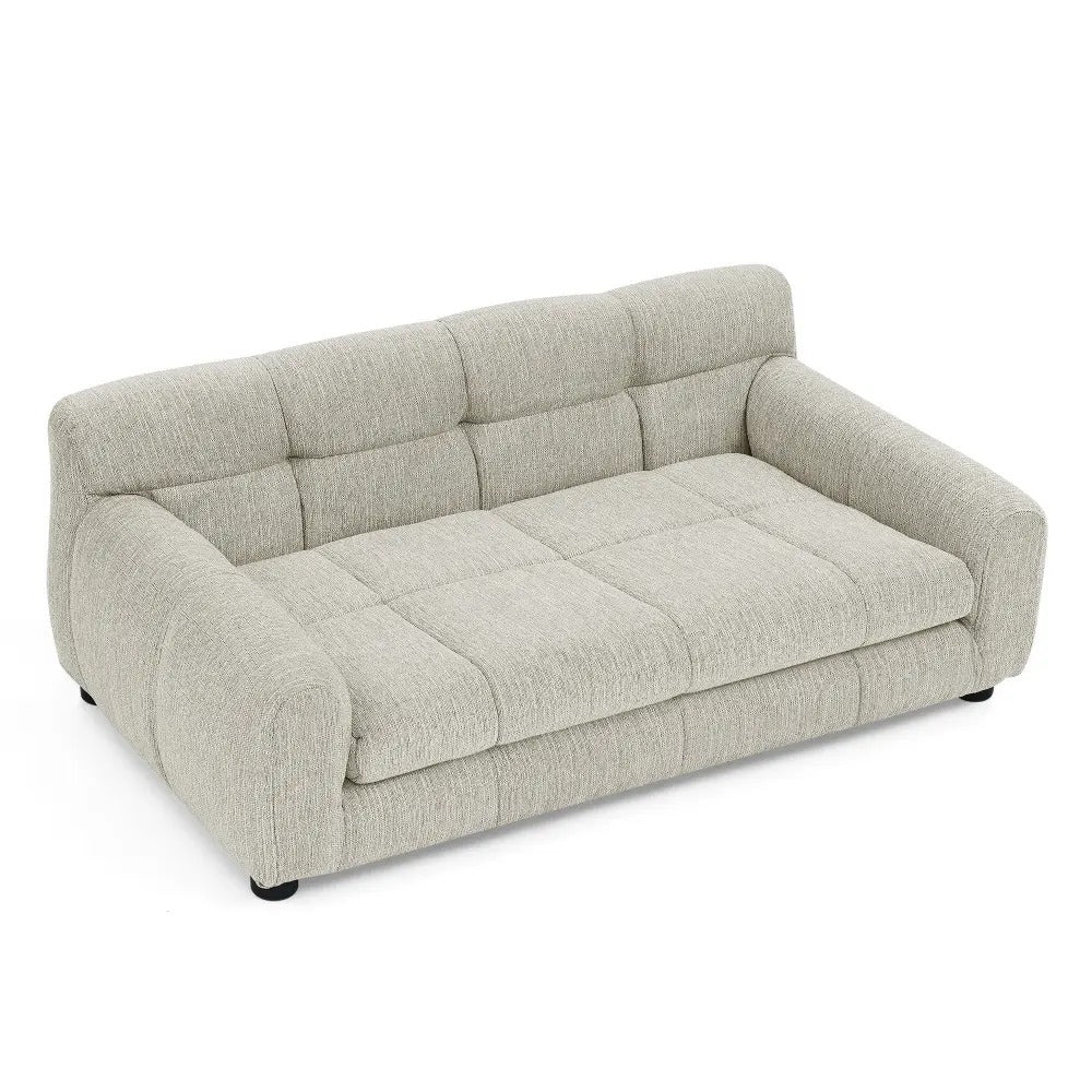 Upholstered Pet Sofa Couch with High Backrest and Armrests, Modern Rectangular Soft  Comfortable Pet Bed for Small and Medium Dogs, Beige