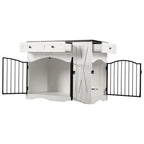 43.3" Farmhouse Dog Crate Furniture with 3 Drawers & Removable Feeder