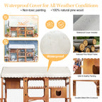 Cat 4-Tier Large Outdoor Wooden Catio, Weatherproof Window-Attached Cat Enclosure with  Multiple Platforms and Private Resting Condos for Multi Cats, Brown