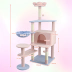 Flower Cat Tree with Large Condo, Removable Flower Cushion & Hammock
