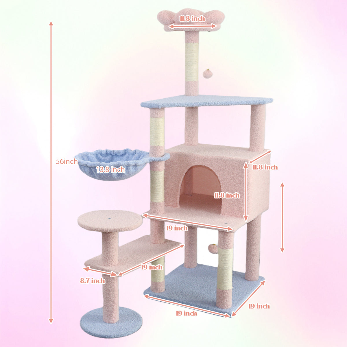 Flower Cat Tree with Large Condo, Removable Flower Cushion & Hammock