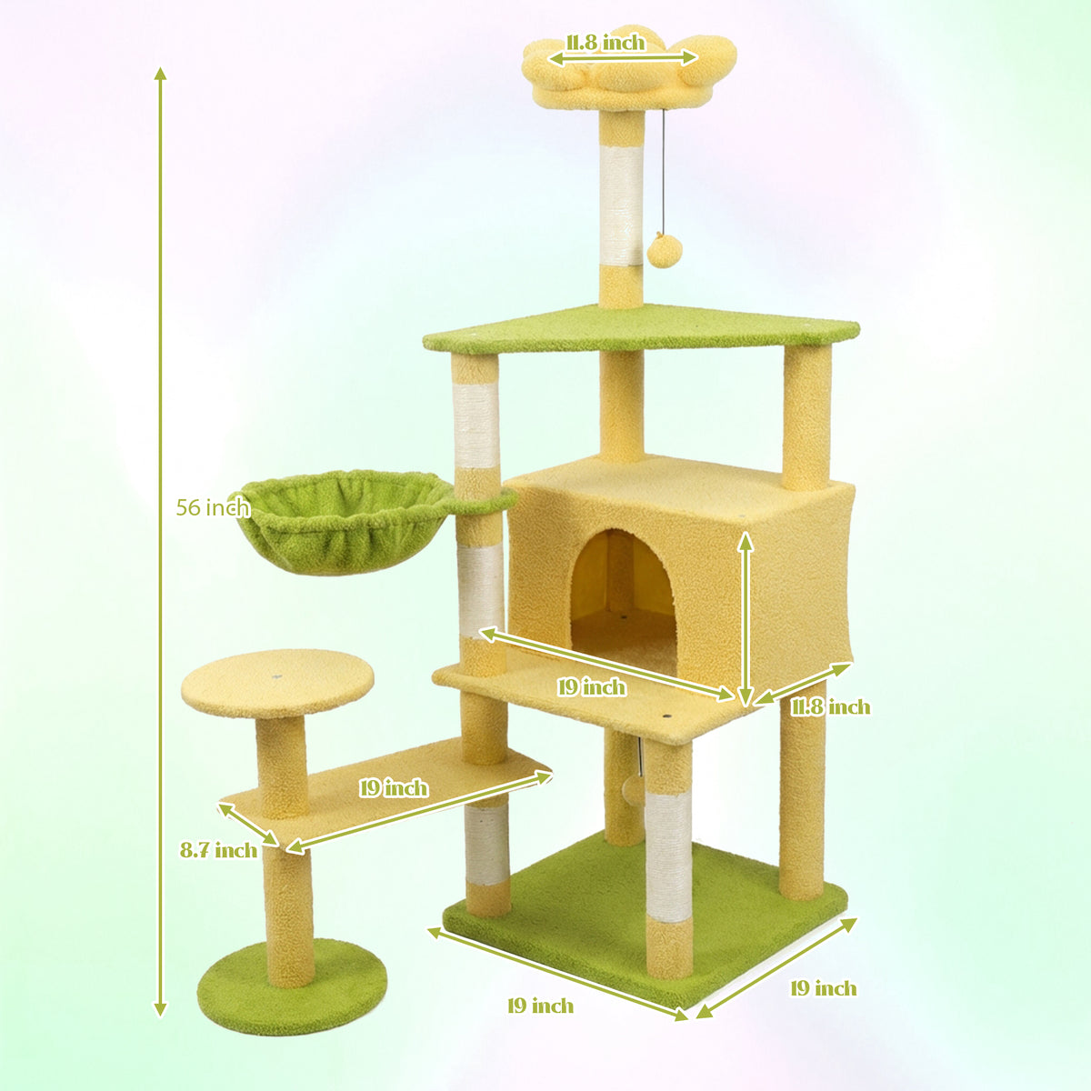 Flower Cat Tree with Large Condo, Removable Flower Cushion & Hammock